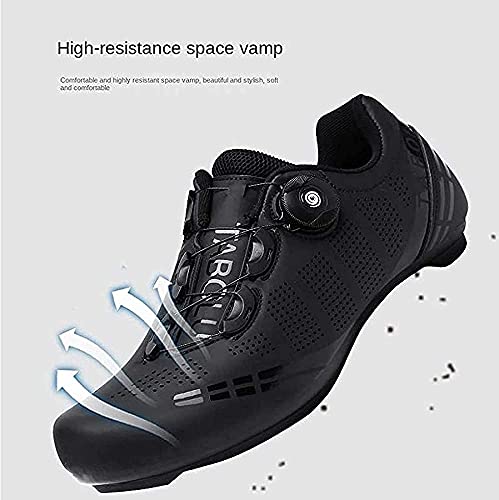 KUXUAN Calzado de Ciclismo MTB para Hombre Mujer Zapatillas de Bicicleta de montaña SPD de Carretera Zapatillas de Ciclismo Transpirables para Exteriores compatibles con Tacos SPD,Red-46EU