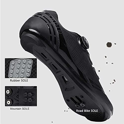 KUXUAN Calzado de Ciclismo MTB para Hombre Mujer Zapatillas de Bicicleta de montaña SPD de Carretera Zapatillas de Ciclismo Transpirables para Exteriores compatibles con Tacos SPD,Red-46EU