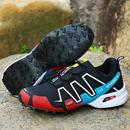 KUXUAN Calzado de Ciclismo para Hombre, Calzado de Ciclismo de Interior Sin Bloqueo,Zapatillas de Ciclismo de Montaña Impermeables,Black1-45