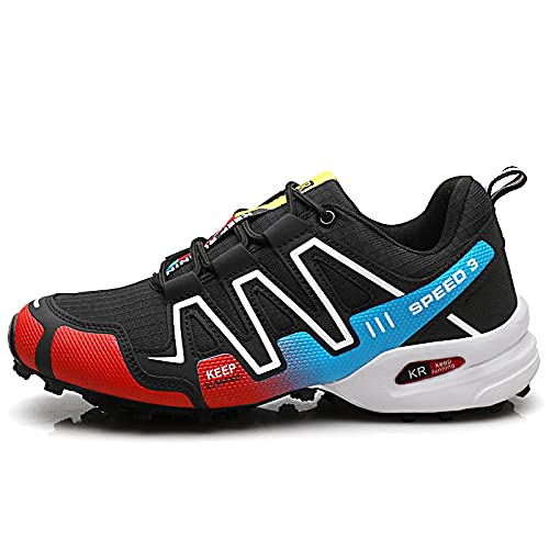 KUXUAN Calzado de Ciclismo para Hombre, Calzado de Ciclismo de Interior Sin Bloqueo,Zapatillas de Ciclismo de Montaña Impermeables,Calzado Deportivo Antideslizante Al Aire Libre,Black-41