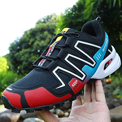 KUXUAN Calzado de Ciclismo para Hombre, Calzado de Ciclismo de Interior Sin Bloqueo,Zapatillas de Ciclismo de Montaña Impermeables,Calzado Deportivo Antideslizante Al Aire Libre,Black-41