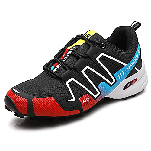 KUXUAN Calzado de Ciclismo para Hombre, Calzado de Ciclismo de Interior Sin Bloqueo,Zapatillas de Ciclismo de Montaña Impermeables,Calzado Deportivo Antideslizante Al Aire Libre,Black-41