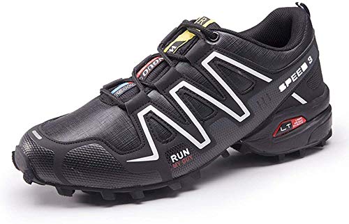 KUXUAN Calzado de Ciclismo para Hombre, Zapatillas de Bicicleta de Carretera Zapatillas de Bicicleta de Montaña Zapatillas MTB,Black-44