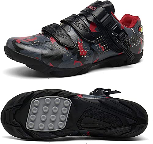 KUXUAN Calzado de Ciclismo para Hombre,Zapatillas BTT Sin Cerraduras Zapatillas Deportivas para Hombre y Mujer/Suelas-Goma,Black-11UK=(275mm)=45EU