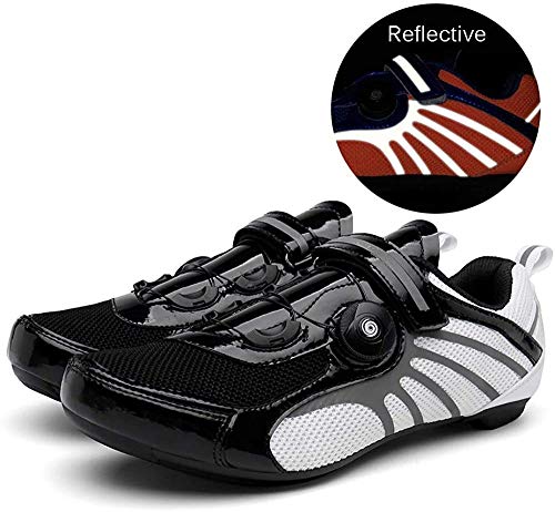 KUXUAN Zapatillas De Ciclismo De Carretera para Hombre Zapatillas De Bicicleta De Montaña Zapatillas De Bicicleta De Triatlón,Black-47 EU