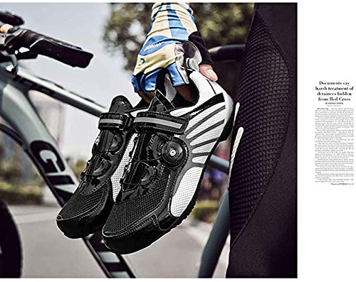 KUXUAN Zapatillas De Ciclismo De Carretera para Hombre Zapatillas De Bicicleta De Montaña Zapatillas De Bicicleta De Triatlón,Black-47 EU