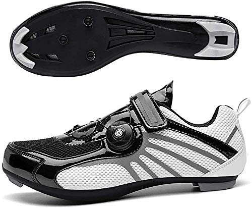 KUXUAN Zapatillas De Ciclismo De Carretera para Hombre Zapatillas De Bicicleta De Montaña Zapatillas De Bicicleta De Triatlón,Black-47 EU