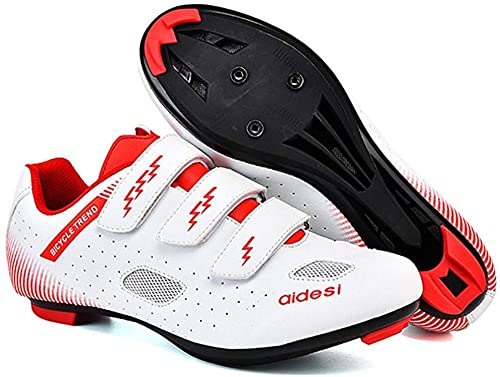 KUXUAN Zapatillas de Ciclismo de Carretera para Hombre Zapatillas de Ciclismo de Montaña con Candados,Calzado Deportivo de Invierno,White-45EU=（275mm）