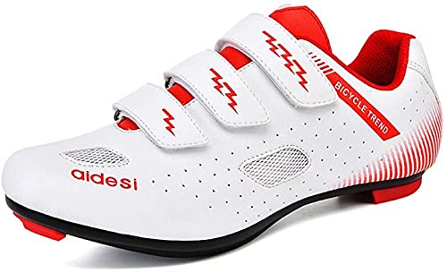 KUXUAN Zapatillas de Ciclismo de Carretera para Hombre Zapatillas de Ciclismo de Montaña con Candados,Calzado Deportivo de Invierno,White-45EU=（275mm）