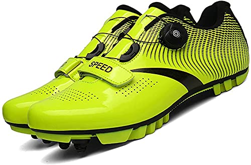 KUXUAN Zapatillas de Ciclismo Hombre Mujer Ideal para MTB SPD Mountain Bikes XC Cyclocross Bikes Incluidas,Green-EU46