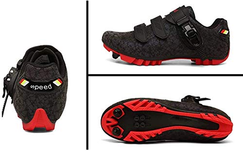 KUXUAN Zapatillas de Ciclismo MTB Hombres Mujeres - Bicicleta de Montaña Profesional Autoblocante Transpirable Compatible con Zapatos con Hebilla SPD Cleat,B-45EU=(275mm)