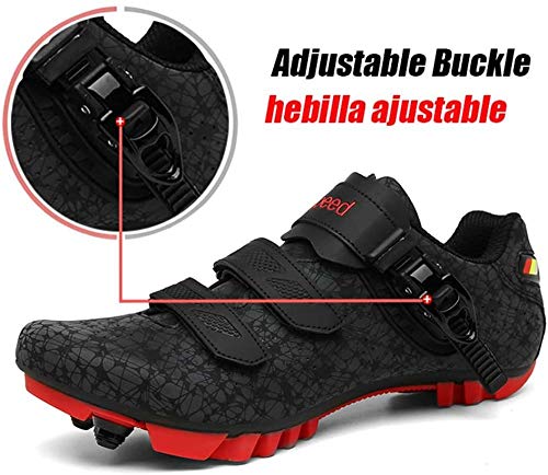 KUXUAN Zapatillas de Ciclismo MTB Hombres Mujeres - Bicicleta de Montaña Profesional Autoblocante Transpirable Compatible con Zapatos con Hebilla SPD Cleat,B-45EU=(275mm)