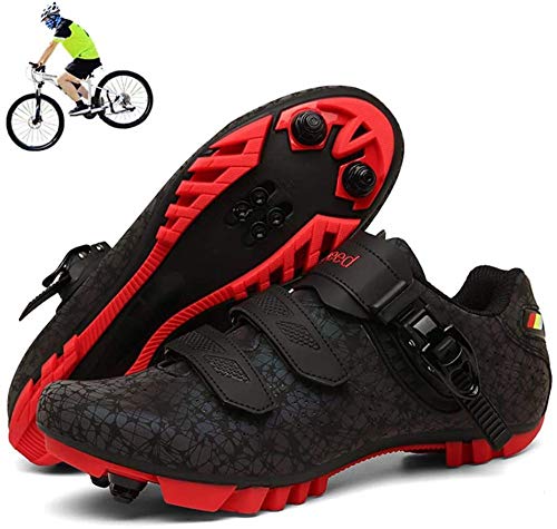 KUXUAN Zapatillas de Ciclismo MTB Hombres Mujeres - Bicicleta de Montaña Profesional Autoblocante Transpirable Compatible con Zapatos con Hebilla SPD Cleat,B-45EU=(275mm)