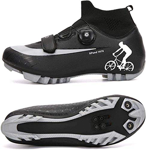 KUXUAN Zapatillas De Ciclismo MTB para Hombre,Zapatillas De Ciclismo De Montaña con Candados Zapatillas Deportivas De Invierno para Hombres Y Mujeres/Suelas De Nailon,Black-11UK=(275mm)=45EU