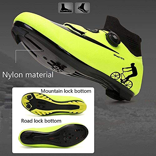 KUXUAN Zapatillas De Ciclismo MTB para Hombre,Zapatillas De Ciclismo De Montaña con Candados Zapatillas Deportivas De Invierno para Hombres Y Mujeres/Suelas De Nailon,Black-11UK=(275mm)=45EU