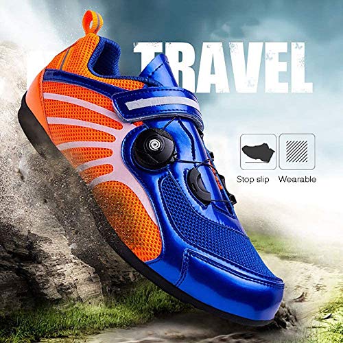 KUXUAN Zapatillas De Ciclismo MTB SPD para Hombres Y Mujeres - Ideales para Bicicletas De Montaña Bicicletas De Ciclocross XC Incluidas,Blue-38EU