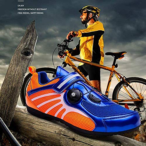 KUXUAN Zapatillas De Ciclismo MTB SPD para Hombres Y Mujeres - Ideales para Bicicletas De Montaña Bicicletas De Ciclocross XC Incluidas,Blue-38EU