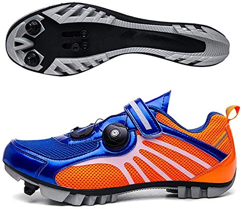 KUXUAN Zapatillas De Ciclismo MTB SPD para Hombres Y Mujeres - Ideales para Bicicletas De Montaña Bicicletas De Ciclocross XC Incluidas,Blue-38EU