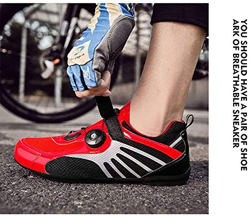 KUXUAN Zapatillas De Ciclismo MTB SPD para Hombres Y Mujeres - Ideales para Bicicletas De Montaña Bicicletas De Ciclocross XC Incluidas,Red-40EU