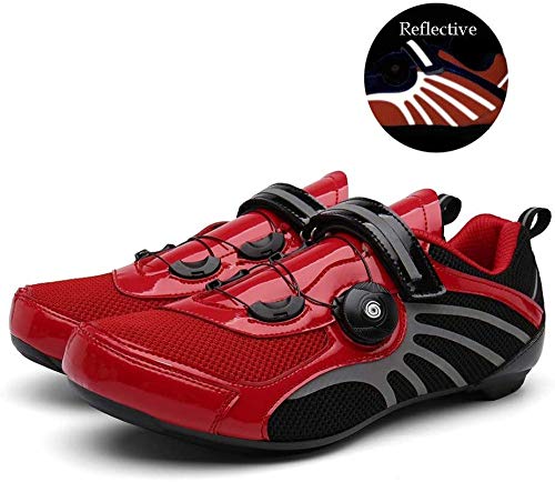 KUXUAN Zapatillas De Ciclismo MTB SPD para Hombres Y Mujeres - Ideales para Bicicletas De Montaña Bicicletas De Ciclocross XC Incluidas,Red-40EU