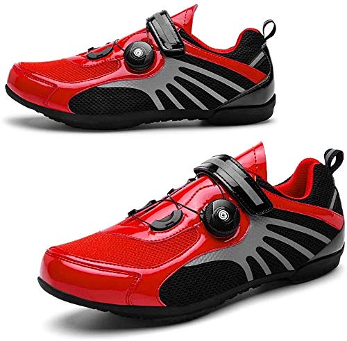 KUXUAN Zapatillas De Ciclismo MTB SPD para Hombres Y Mujeres - Ideales para Bicicletas De Montaña Bicicletas De Ciclocross XC Incluidas,Red-40EU