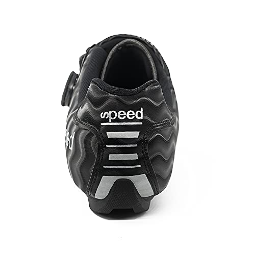 KUXUAN Zapatillas de Ciclismo para Hombre y Mujer - Zapatillas de Ciclismo de Montaña MTB con Candados,Calzado Deportivo de Invierno para Hombre y Mujer/Suelas-Nailon,Black-11UK=(275mm)=45EU