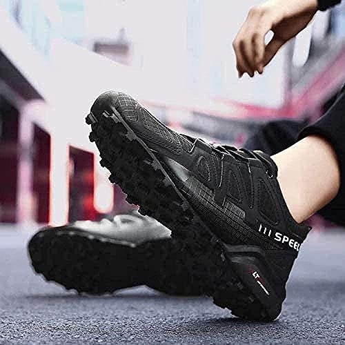 KUXUAN Zapatillas de Ciclismo - Zapatillas de Bicicleta de Montaña,Zapatillas MTB Sin Bloqueo para Hombres y Mujeres Zapatillas Eléctricas para Montar en Bicicleta,Black-44EU