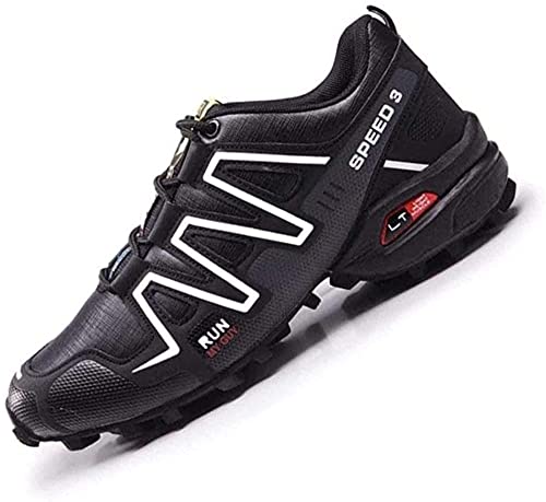 KUXUAN Zapatillas de Ciclismo - Zapatillas de Bicicleta de Montaña,Zapatillas MTB Sin Bloqueo para Hombres y Mujeres Zapatillas Eléctricas para Montar en Bicicleta,Black-44EU