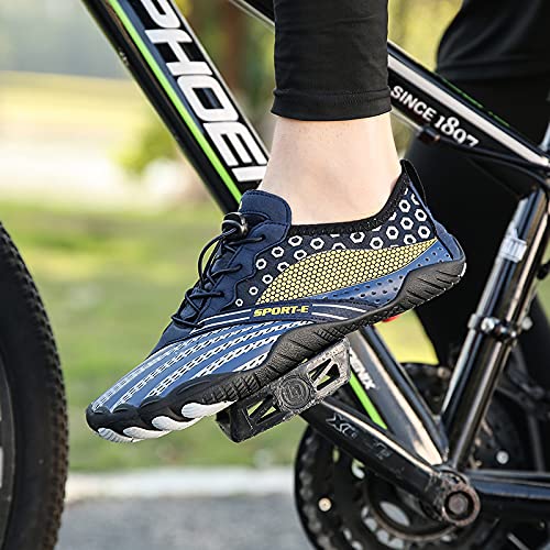 KUXUAN Zapatos de Ciclismo-2021 Nuevos Zapatos de Red de Cinco Dedos para Exteriores, Versión Deportiva de Senderismo, Zapatos de Senderismo,Blue-46