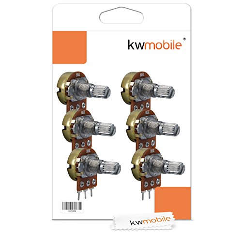 kwmobile 6 Potenciómetros para Arduino y Raspberry - Módulo lineal de resistencia 1K 5K 10K 20K 50K 100K OHM - Con botón regulador y 3 terminales