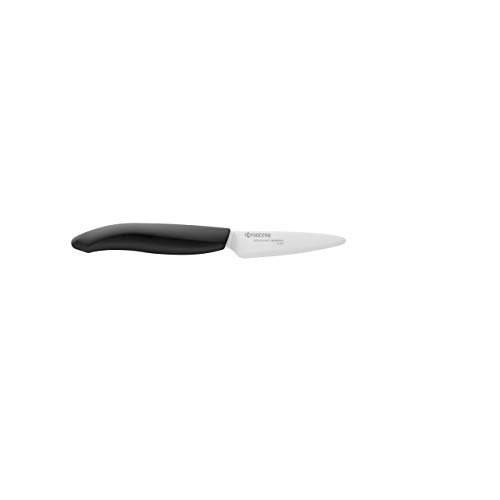 Kyocera FK-3PC-BK, Juego de cuchillos, Cuchillo para pelar 7.5 cm, Cuchillo utilitario 11 cm, Cuchillo Santoku 14 cm, hoja de cerámica de circonio afilada, afilada a mano, ligera, no corrosiva