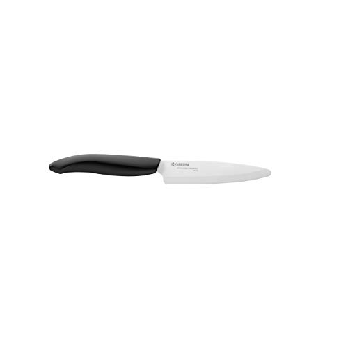 Kyocera FK-3PC-BK, Juego de cuchillos, Cuchillo para pelar 7.5 cm, Cuchillo utilitario 11 cm, Cuchillo Santoku 14 cm, hoja de cerámica de circonio afilada, afilada a mano, ligera, no corrosiva