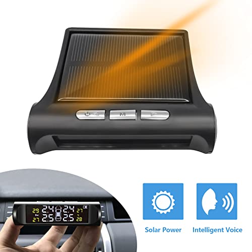 KYYKA Sistema de monitoreo de presion en Llantas TPMS Sistema de monitoreo de presión de neumáticos inalámbrico automático Solar Pantalla LCD de Alta precisión con Cuatro sensores