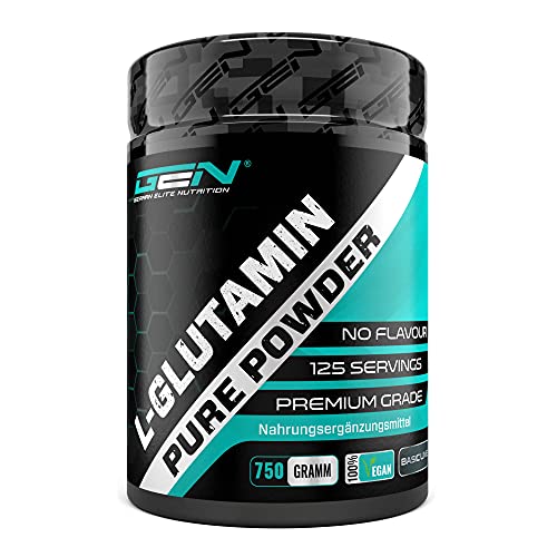 L-Glutamina en polvo - 750 g - Premium: L-Glutamina pura y ultrafina sin aditivos - Aminoácido L-Glutamina 100% micronizado - Neutro sin sabor - Altamente dosificado - Vegano