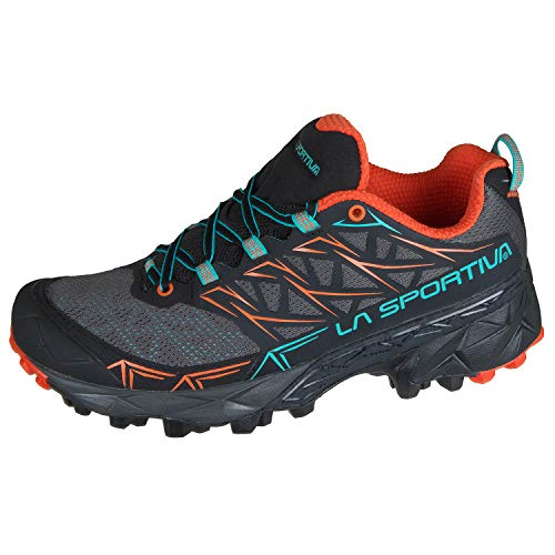 LA SPORTIVA Akyra Woman, Zapatillas de Mountain Running Mujer, Black/Aqua, 38 EU