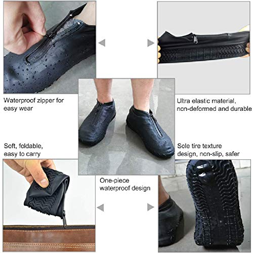 Lady of Luck Funda Impermeable de Silicona para La Lluvia, Prueba de Agua de Lluvia Nieve Zapatos Cubiertas del Zapato Fundas Impermeables (Negro-L)