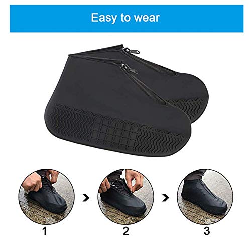 Lady of Luck Funda Impermeable de Silicona para La Lluvia, Prueba de Agua de Lluvia Nieve Zapatos Cubiertas del Zapato Fundas Impermeables (Negro-L)