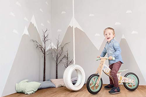 Lalaloom WILD BIKE - Bicicleta sin pedales de madera para niños de 2 años (diseño con animales, andador para bebe, correpasillos para equilibrio, sillín regulable con ruedas de goma EVA), color Verde