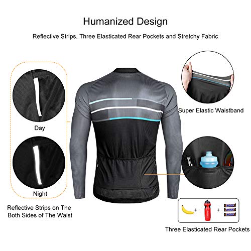 LAMEDA Camiseta Maillot Ciclismo Térmica Ligera Cómoda Transpirable Hombre con Manga Larga, Jersey Bicicleta MTB Ciclista para Entretiempo Y Invierno(3XL)