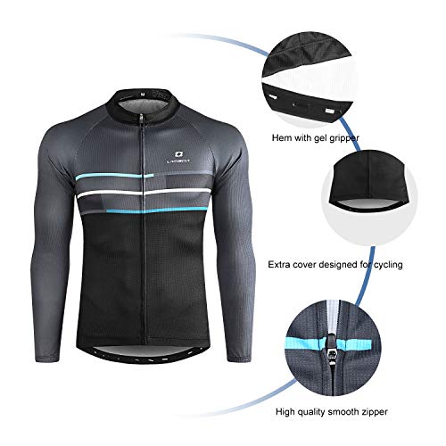 LAMEDA Camiseta Maillot Ciclismo Térmica Ligera Cómoda Transpirable Hombre con Manga Larga, Jersey Bicicleta MTB Ciclista para Entretiempo Y Invierno(3XL)