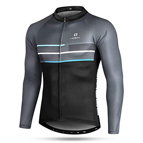 LAMEDA Camiseta Maillot Ciclismo Térmica Ligera Cómoda Transpirable Hombre con Manga Larga, Jersey Bicicleta MTB Ciclista para Entretiempo Y Invierno(3XL)