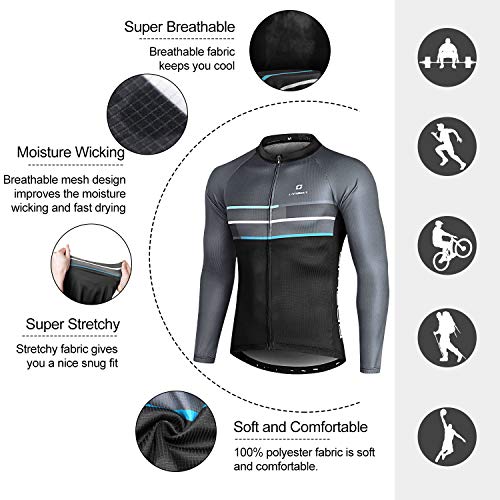 LAMEDA Camiseta Maillot Ciclismo Térmica Ligera Cómoda Transpirable Hombre con Manga Larga, Jersey Bicicleta MTB Ciclista para Entretiempo Y Invierno(M)