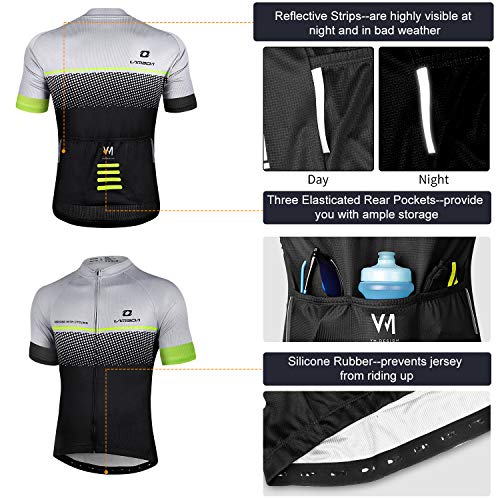 LAMEDA Maillot Ciclismo Hombre Ropa Camiseta Bicicleta MTB con Mangas Cortas(Gris-L)