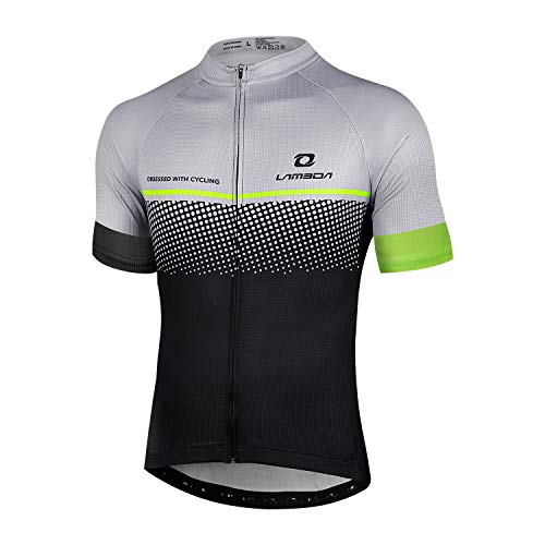 LAMEDA Maillot Ciclismo Hombre Ropa Camiseta Bicicleta MTB con Mangas Cortas(Gris-L)