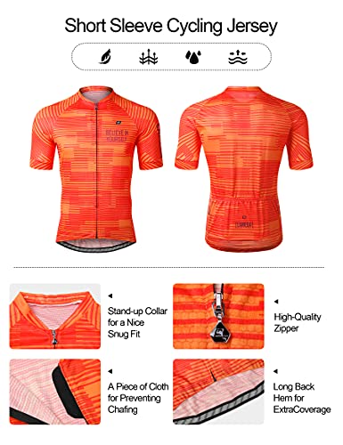 LAMEDA Maillot Ciclismo Hombre Verano Ropa Ciclista Hombre Poliéster 100% Transpirable （Naranja-XL