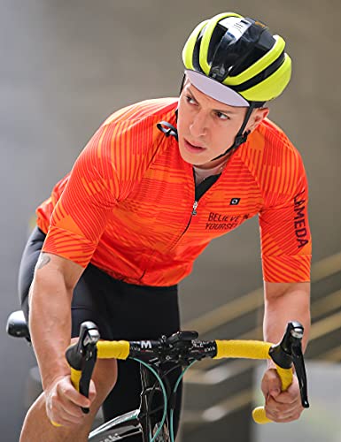 LAMEDA Maillot Ciclismo Hombre Verano Ropa Ciclista Hombre Poliéster 100% Transpirable （Naranja-XL