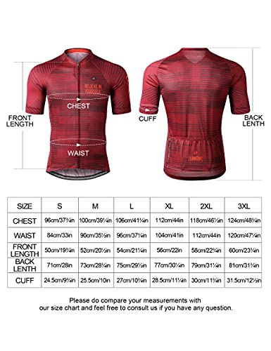 LAMEDA Maillot Ciclismo Hombre Verano Ropa Ciclista Hombre Poliéster 100% Transpirable Ropa Camiseta Ciclismo Elástico y De Secado Rápido(Rojo,L)