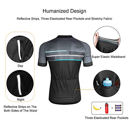 LAMEDA Ropa Ciclismo Verano para Hombre De Manga Corta Maillot Bicicleta para MTB Bici Ciclista(Azul,L)