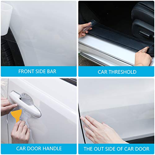 LAMEK 4 Tlg Láminas Protectoras para Pintura Película Protectora Coche Autoadhesiva Vinilo Transparente Coche Protección Película Adhesiva para Automóvil Motocicleta Bicicleta