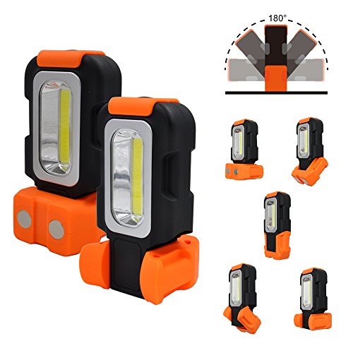 Lampara LED Linterna Lampara de Trabajo COB LED Bateria Portatil Maglite Potente con Iman y Gancho Base Plegable para Trabajar, Camping, Emergencia 3 Pilas AAA No Incluidas de Enuotek